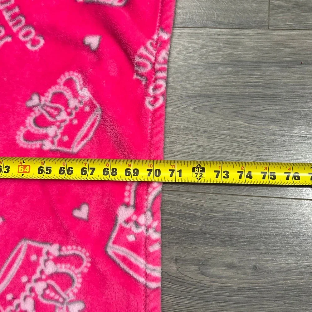 Juicy Couture Plush Fleece Throw Blanket Hot Pink Crown Logo Hearts Y2K McBling